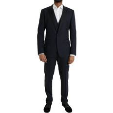 Dolce & Gabbana Blue Suits Dolce & Gabbana Dark Blue MARTINI Wool Formal Piece Men's Suit