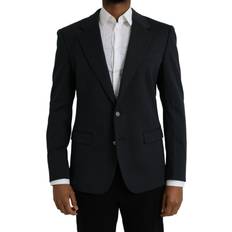 Azul Trajes Dolce & Gabbana Dark Blå Bomuld Single Breasted Coat Blazer Blazer, Blazers Men Clothing, Blue, Blå Color_Blå Herre, IT50/L, Material: 75% Cotton 25% Nylon, new-with-tags