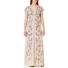 Maya Deluxe Maya Deluxe Damen Womens Maxi Dress Ladies Embroidered Button Front Split Tea Dess for Wedding Guest Bridesmaid Evening Prom Occasion Kleid, Multi