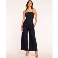 Lino Monos Ramy Brook Delia Cropped Belted Jumpsuit - Navy