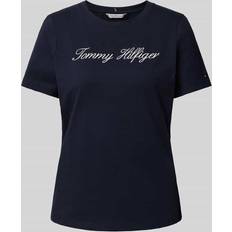 Tommy Hilfiger Women Tops Tommy Hilfiger Script Logo T-Shirt with Logo Crew Neck - Bleu
