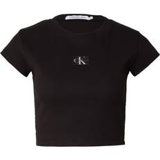 Skinny T-shirts Calvin Klein Jeans Ribstrikket baby-T-shirt sort-Black