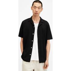 Black - Solid Colour Shirts AllSaints Hudson Short Sleeve Shirt