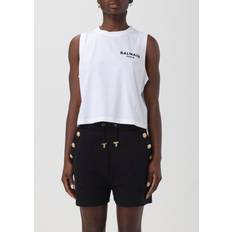 Balmain Vrouw Mouwloze shirts Balmain Katoenen Cropped Top Met Logo - White