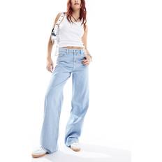 M Jeans Stradivarius Straight-fit jeans with rhinestones light blue Denim