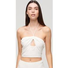 Superdry Bluser Superdry Halterneck Cut Out Crop Top, Off White