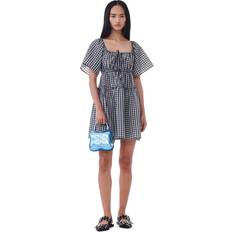Ganni Seersucker Check Mini Layer Dress Korte Kjoler - Egret