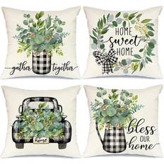 Jojomino Pillow 18X18 Set 4 Farmhouse Pillow Case Cushion Cover