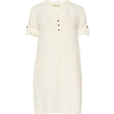 Cream Dresses Cream Caftan Short Dress - Cream/White