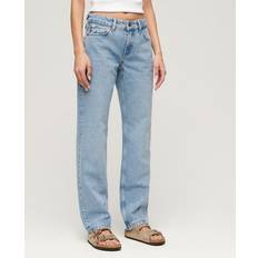Superdry Dam Byxor & Shorts Superdry Jeans Rak Casual Bomull Denim - Blå