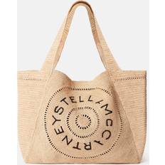 Stella McCartney Logo Raffia Large Tote Bag, Woman, NATURAL