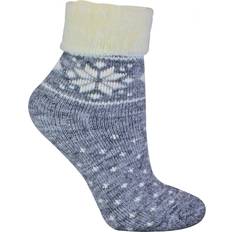 Sock Snob Womens Ladies Wool Bed with Fairisle Design Grey