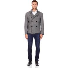 Multicoloured Coats Wool Blend Hooded Mid Length Coat 1704 Grey 18/EU 46/US
