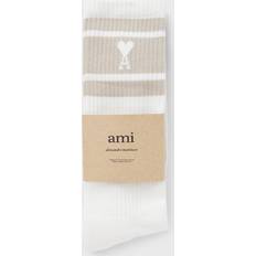 Ami Paris Men Socks Ami Paris De Coeur Striped Socks Neutrals Unisex 35-38