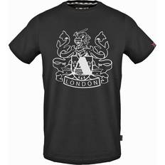 One Size T-shirts Aquascutum Mens Large Shield Aldis Logo Black T-Shirt