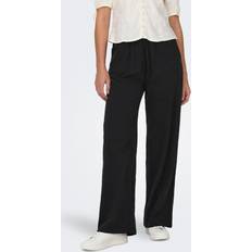 Natural - Women Trousers Only Wide Leg Linen Look Pants - Black