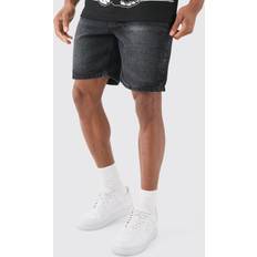 Farkkushortsit - Harmaa boohooMAN Slim Rigid Denim Shorts - Charcoal