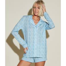 Bloemen Nachtkleding Cosabella Bella Printed Top and Boxer Pajama Set - India Diamond/Aasmani Blue