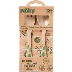 Cheap Kids Cutlery Nuby rice husk fork & spoon toddler cutlery set 12m biodegradable