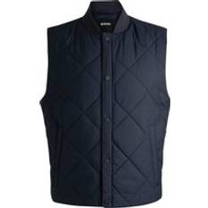 BOSS Water-repellent regular-fit gilet with diamond quilting Dark Blue