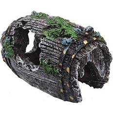 Pets Ifsecond Fish Hiding Barrel Cave Black Fish Tank Micro Landscape Resin Broken Barrel Cave