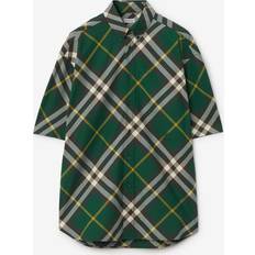 Burberry Herre Skjorter Burberry Bomuld Checkered Skjorte Med Tern - Grøn