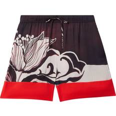 Reiss Tøj Reiss Fallon Abstract Print Drawstring Shorts, Burgundy/Multi