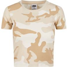 Kamouflage T-shirts Urban Classics T-shirt Cropped Camo Tee för Dam sandcamo