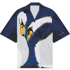 Nylon Chemises Burberry Short Sleeve Swan Shirt - Knight Ip Pattern - Blue