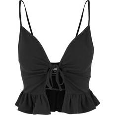 Urban Classics Bluser Urban Classics Top Waffle Pique Ruffle Top till Damer sort