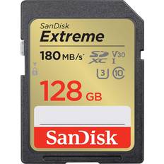 Minneskort & USB-minnen SanDisk Extreme SDXC, 128 GB, U3, UHS-I Speicherkarte, Gold, Schwarz