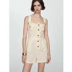 Dam - Linne Jumpsuits & Overaller Mango Playsuit I Linne Med Knappar - Beige