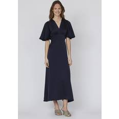 Sisters Point Long Satin Elegant Dress - Navy