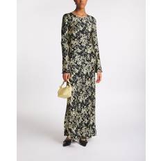 Giallo Vestiti Ganni Printed Satin Maxi Dress - Black/Taglia