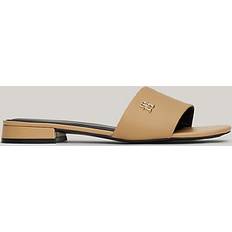 Tommy Hilfiger TH Monogram Plaque Leather Mules CLASSIC KHAKI