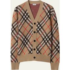 XXS Cardigans Burberry Check Wool Blend Cardigan