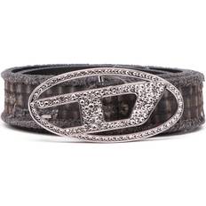 Diesel Dam Accessoarer Diesel Ceinture En Toile Et Cuir Avec Cristaux - Black