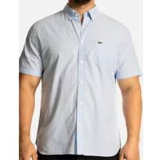 Lacoste Bomull Skjortor Lacoste Men's Mens S/S Micro Check Shirt Blue/White Blue/Multi Regular/36