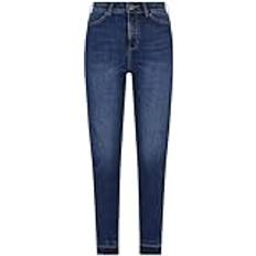 Urban Classics Dam Jeans Urban Classics Dam skinny hög midja öppen hem jeans byxor, Mörkblå tvättad