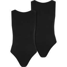 4XL Linnen Urban Classics Ribbad Ärmlös Body 2-Pack - Black/Black