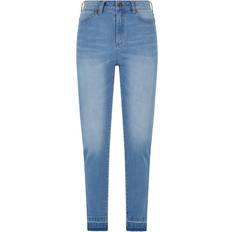 Urban Classics Dam Jeans Urban Classics Dam skinny hög midja öppen hem jeans byxor, Klar blå blekt