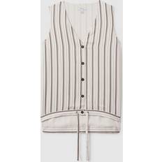 Reiss Veste Reiss Ivory Grey Francie Striped Drawstring Hem Waistcoat