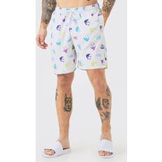 Multicolored Swimming Trunks boohooMAN Mens Mid Length Ken Trunks Multi