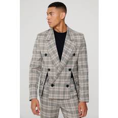 Green - Men Suits boohooMAN Mens Flannel Split Hem Boxy Suit Jacket Green