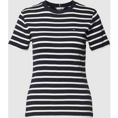 Tommy Hilfiger Multicolor Tops Tommy Hilfiger Women's New Slim Cody C-NK SS WW0WW40587 S/S Knit Tops, Breton STP/Desert Sky/Ecru