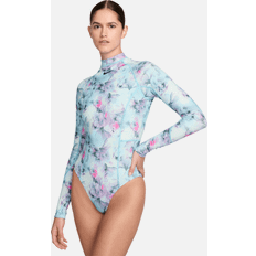 Nike XXL Swimsuits Nike Swim Hydralock Fusion Women's Long-Sleeve One-Piece Swimsuit Blue Polyester