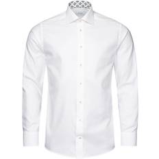 Eton Contemporary Fit White Semi Solid & Tencel Lyocell Print Effect Herr Långärmade Skjortor