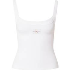 Calvin Klein Donna Canottiere Calvin Klein Canotta Woven Label Rib Scollo - Bright White