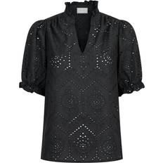 Ensfargede - Svarte Bluser Neo Noir Odesa Embroidery Blouse - Black