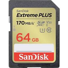 Minneskort & USB-minnen SanDisk Extreme PLUS SDXC /s UHS-I SDXC, 64 GB, U3, UHS-I Speicherkarte, Gelb, Rot, Schwarz, Weiss